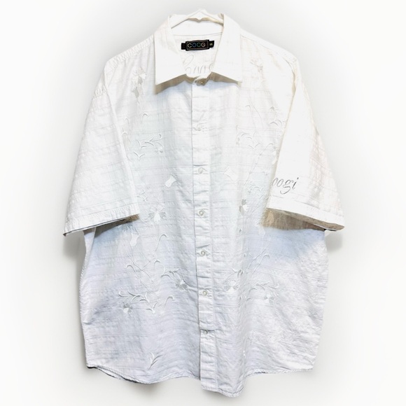 COOGI Other - Coogi Australia Shirt Men Sz XXL Button Up Short Sleeve Embroidery Floral plaid